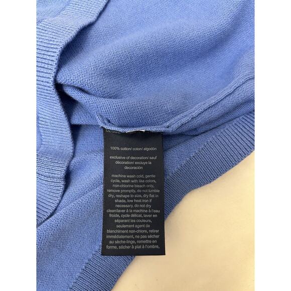 TOMMY HILFIGER Women V-Neck Sweater Sz L Blue Cotton Pullover Casual Preppy - Picture 7 of 7